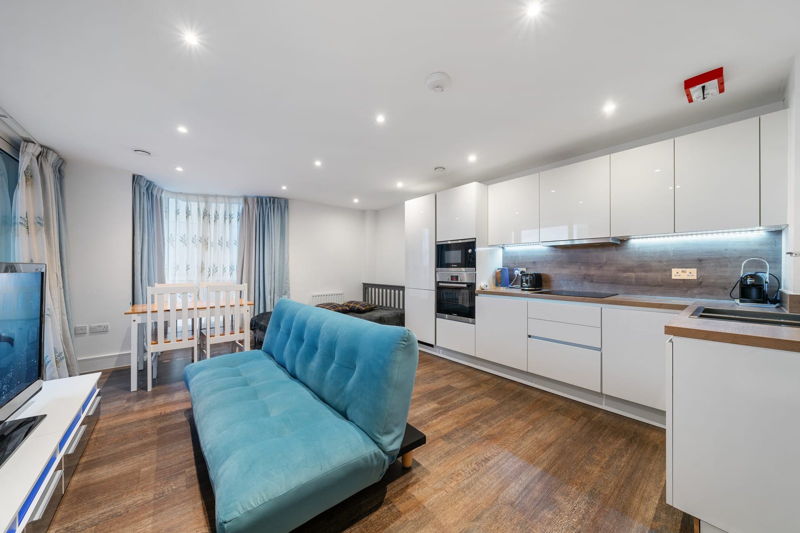Riverside 1BR - living room & kitchen