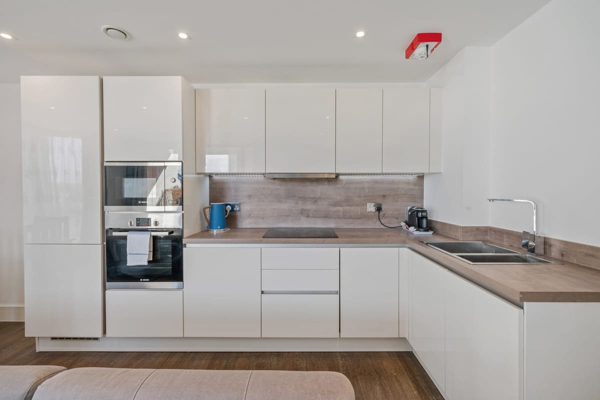 Riverside 1BR - living room & kitchen